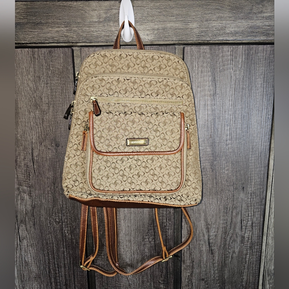 Stylish Tan Patterned Backpack - image 1